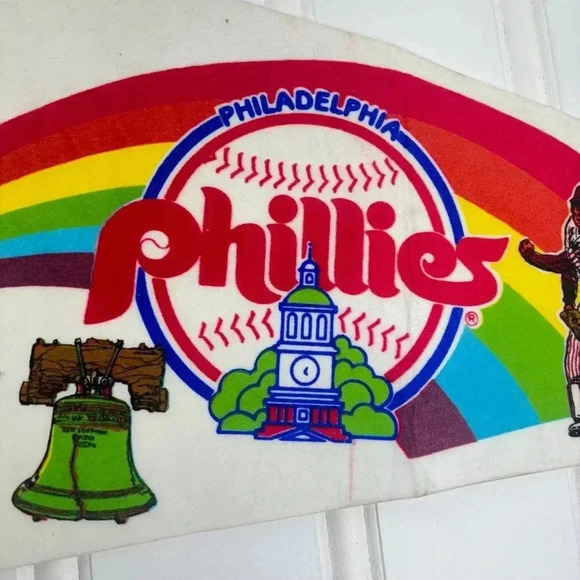 Vintage Phillies Baseball Pennant RARE Veteran's Stadium Rainbow 1970s HTF - Picture 7 of 12